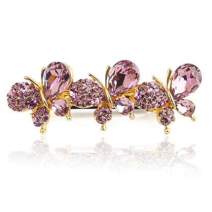 Elegant Crystal Butterfly Hair Barrette for Women, Purple | Medium Size, Sparkly Rhinestones - color: Purple
