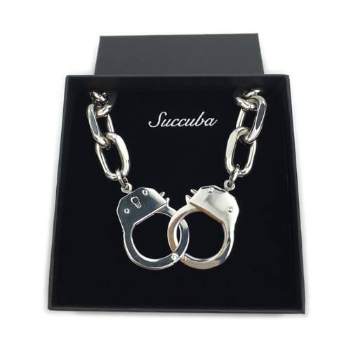 Succuba Stainless Steel Handcuff Choker Necklace Chain Pendant Choker Collar Necklace for Women and Men from 16 to 24 Inches with Box - color: B, size: 18 Inches