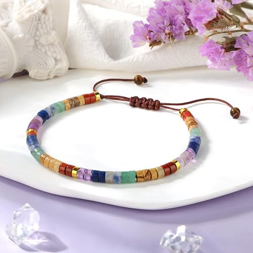 JoycuFF Gifts for Women Inspirational Gifts for Teen Healing Natural Stone Bracelets for Women Friends Sister - style: Life is tough-Colorful