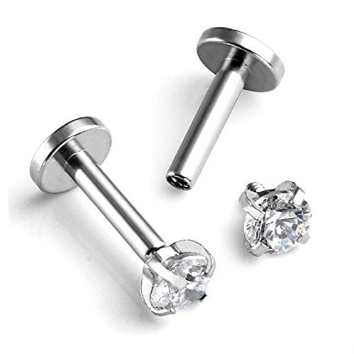 16g CZ Labret Cartilage Tragus Monroe Lip Nose Helix Diamond Studs Earrings for Women Men Stainless Steel Cubic Zirconia Piercing Jewelry 2mm 3mm 4mm 5mm 4 Pairs Set - style: silver