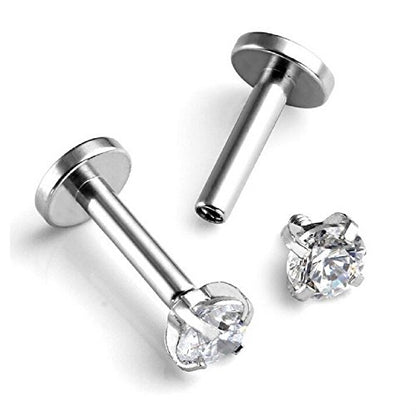16g CZ Labret Cartilage Tragus Monroe Lip Nose Helix Diamond Studs Earrings for Women Men Stainless Steel Cubic Zirconia Piercing Jewelry 2mm 3mm 4mm 5mm 4 Pairs Set - style: silver