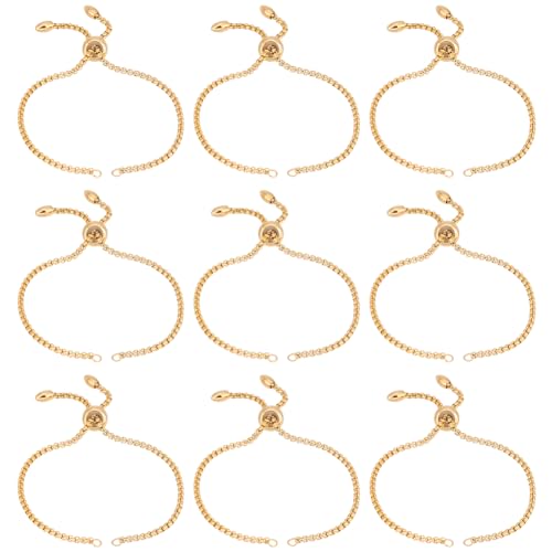 UNICRAFTALE 10pcs 8.66inches Stainless Steel Adjustable Slider Bracelets Golden Bolo Bracelets Slider Bracelet Chain Extender Chains with Ball Ends for Semi Jewelry Making DIY - color: Golden Color, size: 22cm