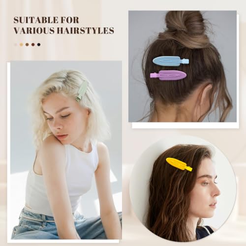 10 Pcs Creaseless No Crease No Bend Flat Hair Clips For Styling Non Slip Makeup Clips For Women Salon Hairstyle,Yellow Purple Beige Blue Green - color: Yellow Purple Beige Blue Green