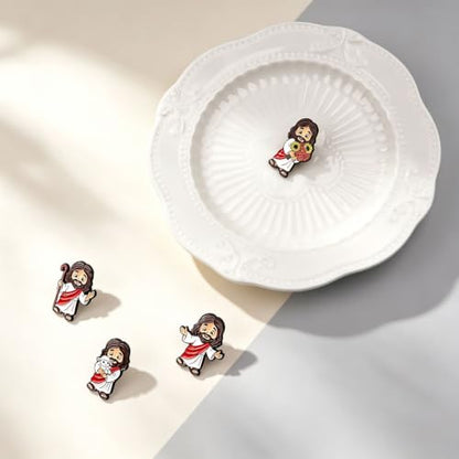 2/4/5/20pcs Funny Enamel Pins Bulk - Aesthetic Hard Enamel Lapel Pins Set, Art Brooches for Backpacks, Jackets, Hats, Bags, Lanyards, Cute Animal Pins for Adults, Kids, Women, Men - style: 4pcs Jesus