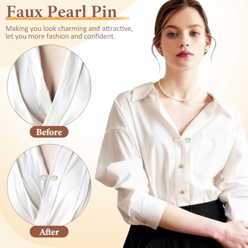 6pcs Faux Pearl Brooch Pins Safety Pin Wedding Decoration Shawl Collar Buttons Sweater Brooches