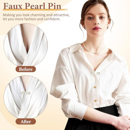 6pcs Faux Pearl Brooch Pins Safety Pin Wedding Decoration Shawl Collar Buttons Sweater Brooches