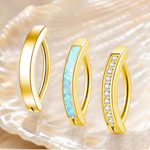 Clicker Belly Button Ring Hoop Belly Button Ring 14G Navel Ring | Surgical stainless steel hinged belly button ring for belly button piercing, navel body jewelry for women and men - color: 3 Gold