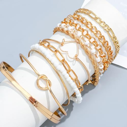 NEWITIN 49 Pieces Gold Jewelry Set for Women Fashion Costume Jewelry Gold Plated Necklace Bracelet Ring Earrings Set for Women - color: Gold Jewelry Set A