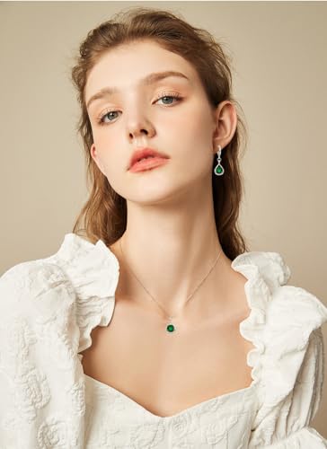 IFKM Silver Jewelry Sets For Women Rhinestone Pearl Crystal CZ Choker Necklace Earrings Bracelets Set For Bridal Bridesmaid Accessories Wedding Prom Anniversary Birthday Gifts - color: Green