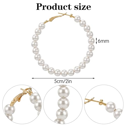 Large Hoop Pearl Earrings, Bridesmaid Pearl Circle Earrings | premium alloy+faux pearl, french hooks for a secure closure, geometric unique shapes, lightweight comfortable