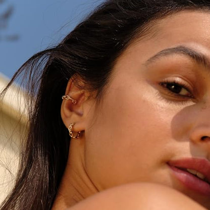 Cubic Zirconia Huggie Earrings 14k Gold Plated Tiny Earrings Small Huggie Hoop Earrings Simple Lightweight Hoops Gift for Women - color: Open hoop
