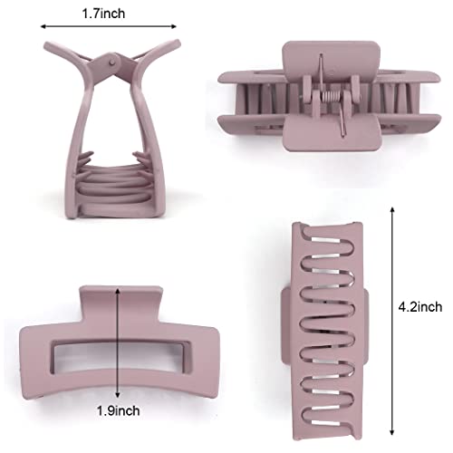 Canitor 4 PCS Matte Rectangular Banana Clips - Thick Hair Clips, Non-Slip Barrettes for Women's Thick Hair - color: flower series