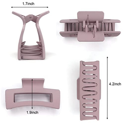 Canitor 4 PCS Matte Rectangular Banana Clips - Thick Hair Clips, Non-Slip Barrettes for Women's Thick Hair - color: flower series