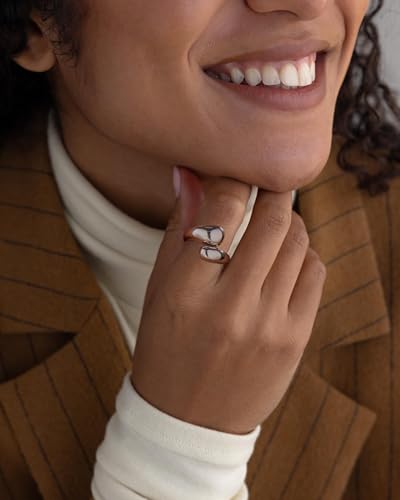 YeGieonr Gold Rings for Women Non Tarnish, 18K Gold Plated Stainless Steel North Star Signet Ring, Waterproof Dainty Pinky Statement Ring, Tarnish Free Gold Jewelry for Women - color: Waterdrop Silver