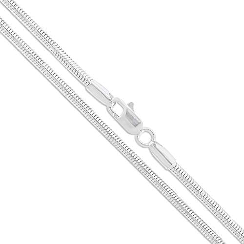 925 Sterling Silver Snake Chain Necklace - 2MM, 3MM, 4MM, 5MM Round Solid Silver Chains - Flexible, Men and Women's Jewelry - Made In Italy - style: 3MM