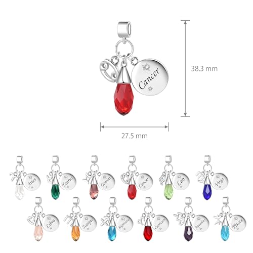 LSxAB Birthday Birthstone Zodiac Sign Charm Compatible with Pandora Charms Bracelets for Women - style: 04 Aries