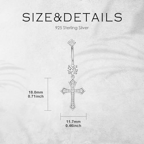 Belly Button Rings 925 Sterling Silver Belly Piercing Jewelry Hypoallergenic Navel Rings Gifts for Women - style: Cross-1