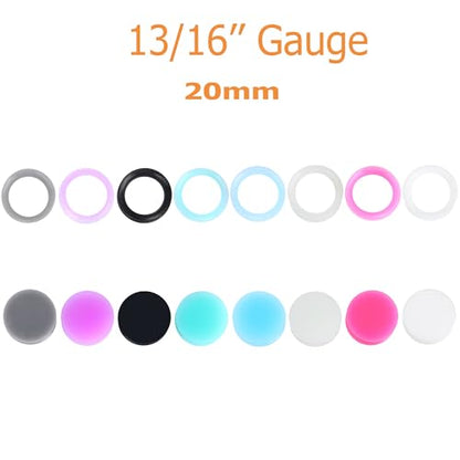 Juway Oveta Ear Gauges for Ear Silicone Ear Plugs Soft Flexible Silicone Gauge Saddle Silicone Ear Plugs and Tunnels 6mm-20mm(16 Pairs) - color: 32PCS 20mm(13/16'')