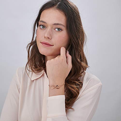Personalized Infinity Bracelet - Choose Your Style - Sterling Silver, Solid Gold or Plated - Rolo Chain - color: 18K Rose Gold Plated Silver, size: 2 Names Bracelet with Diamond