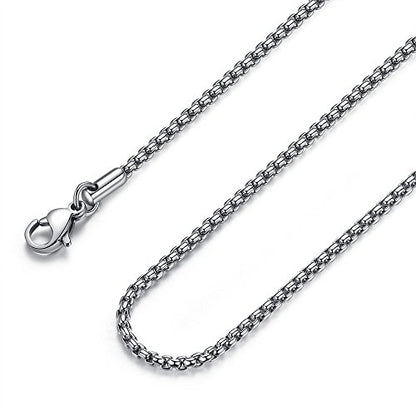 FOSIR Mens Chain Necklaces, Stainless Steel Rolo Chain Necklace for Men and Women, Silver Tone Box Chains for Men, Wide 2/3/4/5mm - size: 24.0 Inch long, style: 2mm-stainless steel