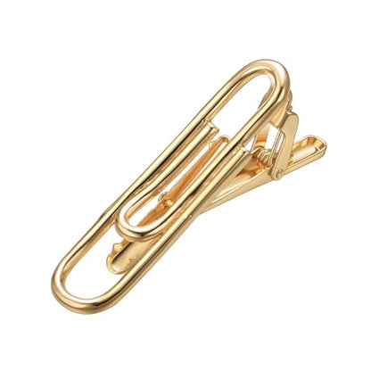 Yoursfs Personalized Stationery Series Tie Clips For Men Novelty Ruler/Pen Tie Clips Unique 18K Gold Plated/Silver Stainless Steel Tie Clip Jewelry For Father Husband Suitable For Daily - style: Gold paperclip tie clip