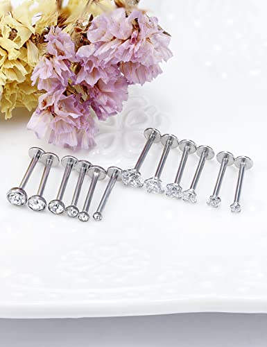 16G Lip Rings Stainless Steel Tragus Helix Conch Piercing Jewelry Snake Bite Piercing Monroe Lip Rings Labret Medusa Cartilage Lobe Earrings Piercing Jewelry CZ 2MM 2.5MM 3MM 3.5MM 4MM 4.5MM - color: 10MM-Silver,2mm/2.5mm/3mm/3.5mm/4mm/4.5mm