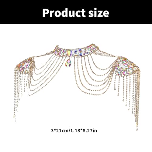 Bridal Wedding Shoulder Necklace Elegant Alloy Body Chain with Crystal Tassels Shoulder Chain for Various Occasions Party