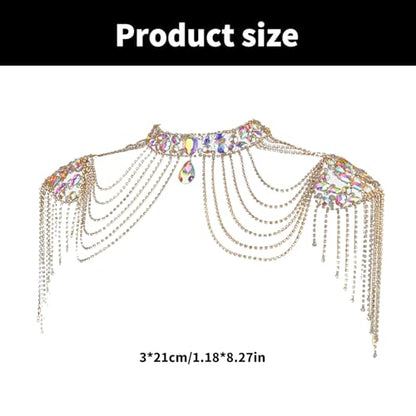 Bridal Wedding Shoulder Necklace Elegant Alloy Body Chain with Crystal Tassels Shoulder Chain for Various Occasions Party