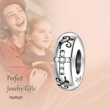 Annmors S925 Clip Spacer Safety Chain Stopper Charms for Pandora, Gift Mom Daughter Friend Sister Wife Grandma Girlfriend Fmaily On Christmas Mothers Valentines Halloween Graduation - color: C05-2pcs Silicon Spacer