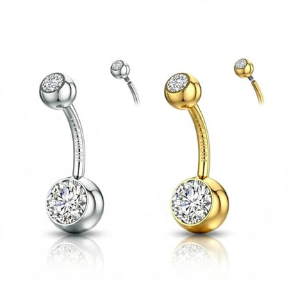 TOPBRIGHT G23 Titanium 14G Belly Button Rings - Internally Threaded Curved Barbell Hypoallergenic Navel Piercing Jewelry Gold Silver 2Pcs Set for Women 6mm 8mm 10mm 12mm 14mm 16mm - color: Silver&Gold-8mm bar