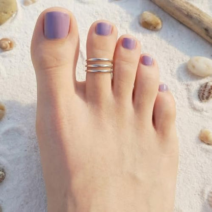 Sterling Silver Toe Ring, Adjustable Open Band, Handmade | Fits Toe, Knuckle or Pinky Ring | One Size Fits Most | Comfortable to Wear | Minimalist Style | Water Resistant - style: Triple Band