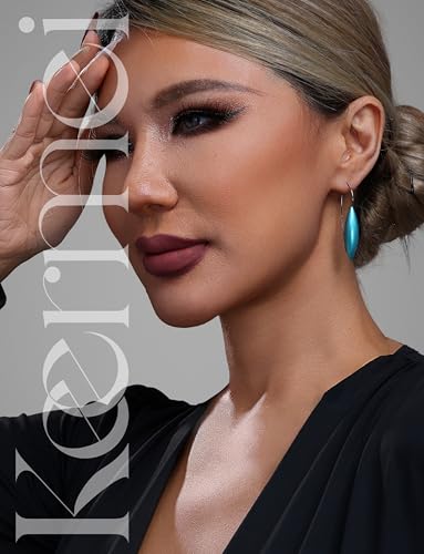 Oval Drop Earrings for Women, Long Thread Dangle Earrings, Colorful lightweight aluminum alloy, Suitable for Jewelry Gifts and Valentine's Day - color: Light blue