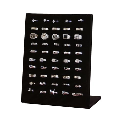 Coward Velvet Ring Holder Stand, 50 Slots Jewelry Ring Display Tray, Jewelry Pad Showcase Organizer for Home or Store Sell Show (Black Velvet) - color: Black Velvet, size: 1 pc