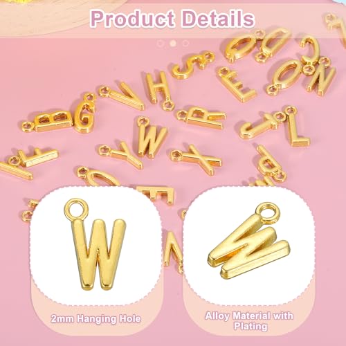uxcell Letter Charm, Alloy Letter Initial Alphabet Charm for DIY Craft Jewelry Making Bracelets Earrings Necklace - color: Gold - W