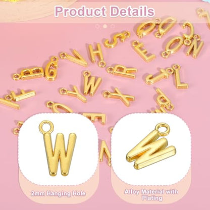 uxcell Letter Charm, Alloy Letter Initial Alphabet Charm for DIY Craft Jewelry Making Bracelets Earrings Necklace - color: Gold - W