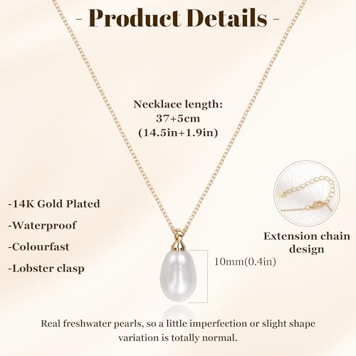 Gold Pearl Necklaces for Women Trendy, 14K Gold Plated Dainty Necklace Simple Single Double Layered Pearl Pendant Necklaces for Women Wedding Birthday Jewelry Gifts - color: 3-Irregularly-Single-Gold