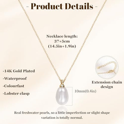 Gold Pearl Necklaces for Women Trendy, 14K Gold Plated Dainty Necklace Simple Single Double Layered Pearl Pendant Necklaces for Women Wedding Birthday Jewelry Gifts - color: 3-Irregularly-Single-Gold