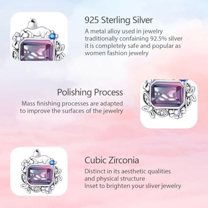 925 Sterling Silver Charms for Bracelets and Necklaces Lipstick and Perfume High Heels Dangle Pendants Heart Butterfly Bead Charms Halloween Christmas Gift for Womens - style: Cat Garden Bead Charms