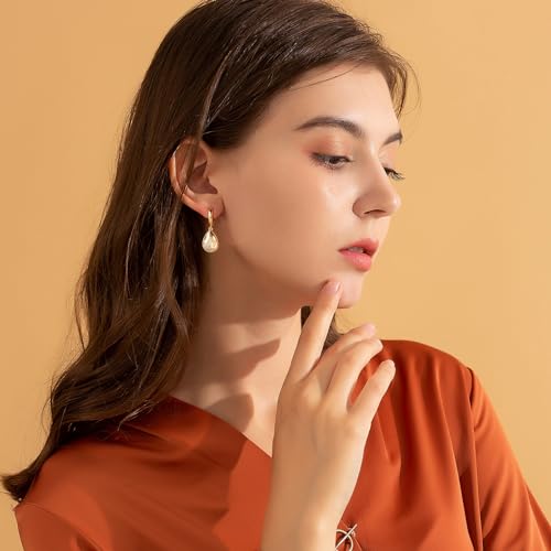 Crystals Teardrop Dangle Drop Earrings, 18K Gold Plated Hoop Earrings Zirconia Jewelry for Women Gifts - color: Orange