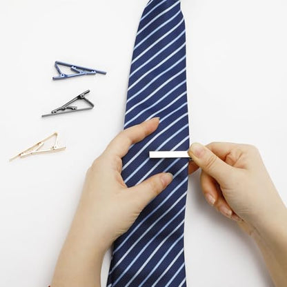 4 Pack Tie Clips for Men, Stainless Steel Tie Bar Clip Set, Classic Necktie Clips for Business, Wedding, Office, and Any Occasion