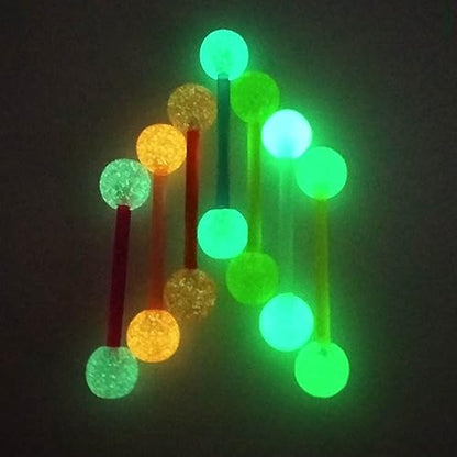 7pc GLOW IN THE DARK 14G Tongue Bar UV Acrylic Multi Color Flexible Barbell Ring Nipple Piercing Jewelry