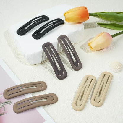 10pcs Snap Hair Clips, 2.76'' Long Snap Clip, Matte Hairpin Accessories for Women Girls, Nonslip Metal Barrettes, Neutral Color - color: 2.76'' Rectangle Neutral