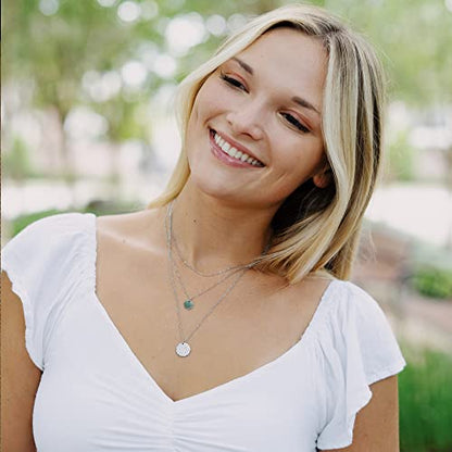Layered Necklaces for Women - 14K Dainty Gold Plated Layering Chokers Necklaces Set Multilayer Delicate Necklace Trendy Adjustable Long Layered Necklaces for Women - style: 02 White Gold-Plated Disc Necklace
