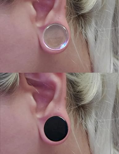 6G-50mm Acrylic Solid Gauges for Ear Tunnel Plugs Stretcher lightweight Plugs Clear Black Double Flared Flesh Tunnels Earrings for Women Men - color: Clear/Black:26mm = 1 1/32 inch