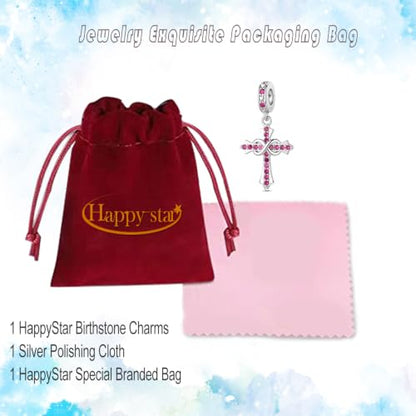 HappyStar 925 Sterling Silver Charms Infinity Design Birthstone Charms for Bracelets with 5A Cubic Zirconia Cross Necklace for Women Dangle Pendant Compatible Pandora Bracelets Happy Birthday Gifts - color: 7-July Birthstone Charms