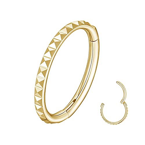 MissNity 316L Surgical Steel Hinged Nose Rings Hoop 20G 18G 16G 14G, Diameter 6mm to 10mm, Color Gold - Rose Gold - Silver - Black - Rainbow - color: B11: Gold - 1pc