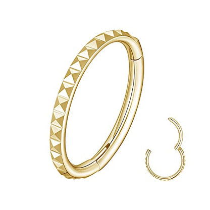 MissNity 316L Surgical Steel Hinged Nose Rings Hoop 20G 18G 16G 14G, Diameter 6mm to 10mm, Color Gold - Rose Gold - Silver - Black - Rainbow - color: B11: Gold - 1pc