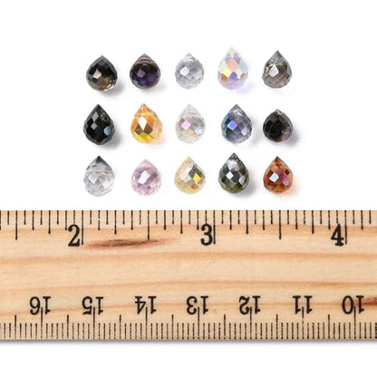 150Pcs Teardrop Glass Beads Electroplate Faceted Crystal Teardrop Beads Colorful Top Drilled Water Drop Charm Bead for Jewelry Making DIY Earring Bracelet Necklace - color: Mixed Color-F