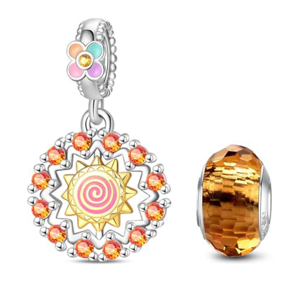 HappyStar 925 Sterling Silver Charms for Bracelets and Necklace Dangle Pendants Beads Charms Fits Charms Bracelets for Woman Jewelry Gifts (with one Spacer Bead Charms) - style: Sun Power Charm