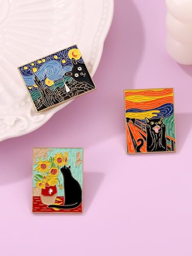 Cartoon Animal Enamel Brooch Set Cute Butterfly Duck Cat Lapel Pins for Backpacks Jacket Decoration Gifts for Friends - style: Cat